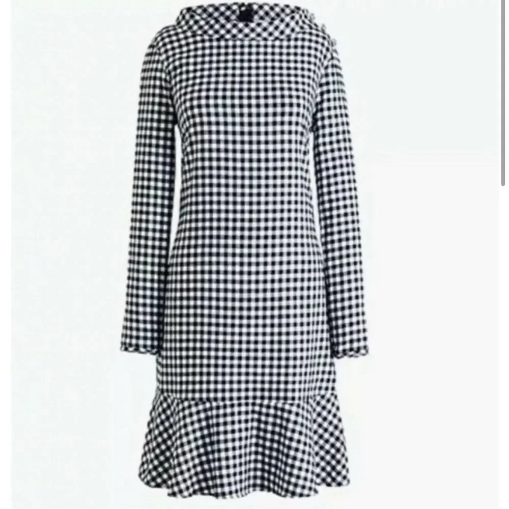 J. Crew Long-sleeve flannel funnelneck dress Size Small